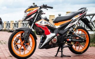 150r modifikasi repsol jadi mewah makin komposisi apik gridoto livery menawan pakai partnya nhat Accesoris full modifid honda sonic150