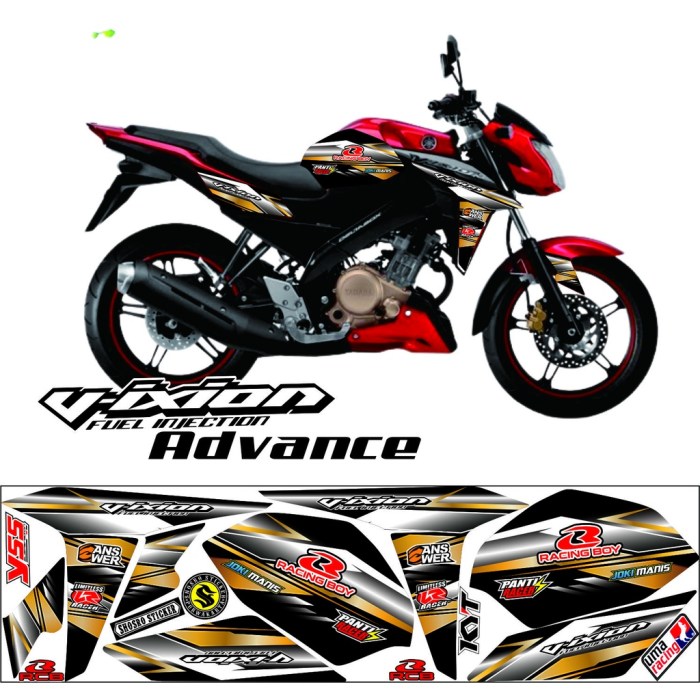 Vixion striping modif nvl aksesoris nva terlengkap Accessories stikers striping vixion advance red