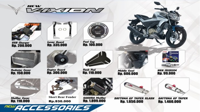 Vixion yamaha aksesoris Accesories yamaha vixion advance